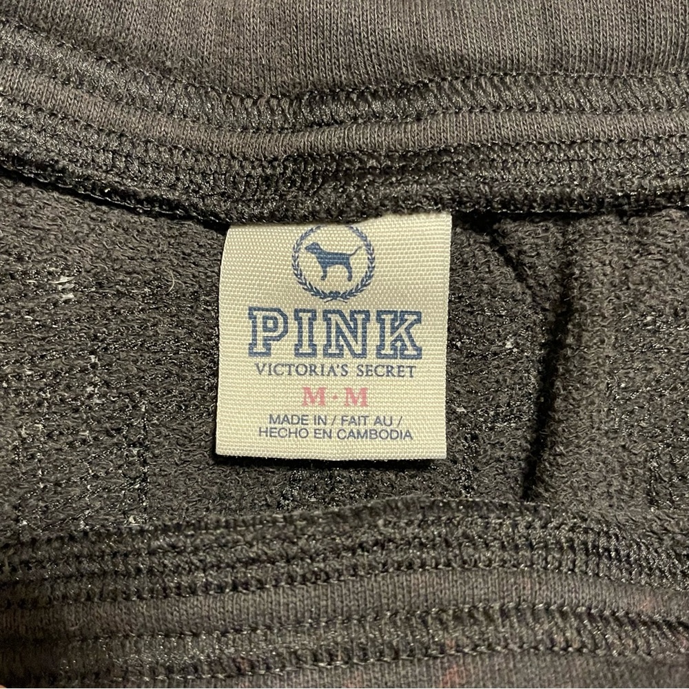 Victoria’s Secret Pink Sz Medium Black Booty Short Shorts Sequin Spellout - Picture 4 of 5